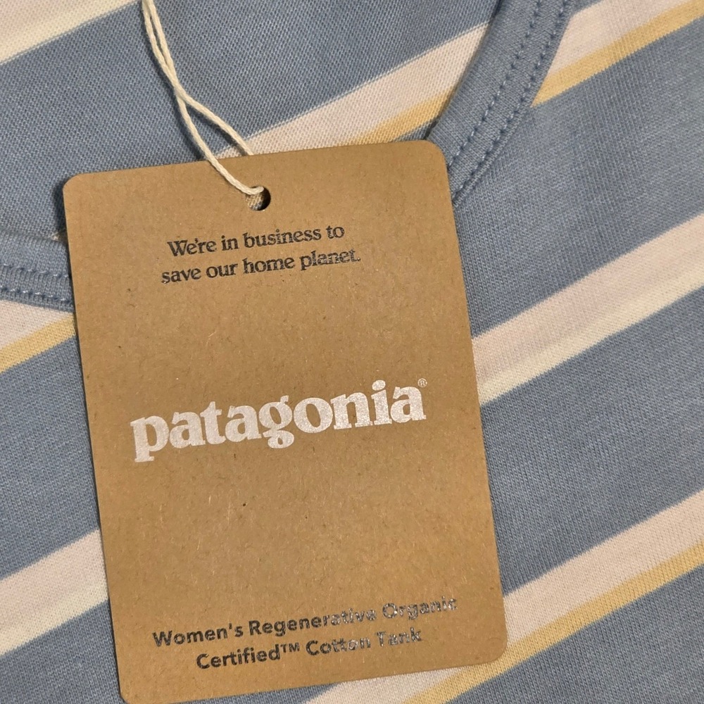Patagonia Regenerative Organic Cotton Tank Top Women Large Sunset Stripes New - Picture 4 of 5